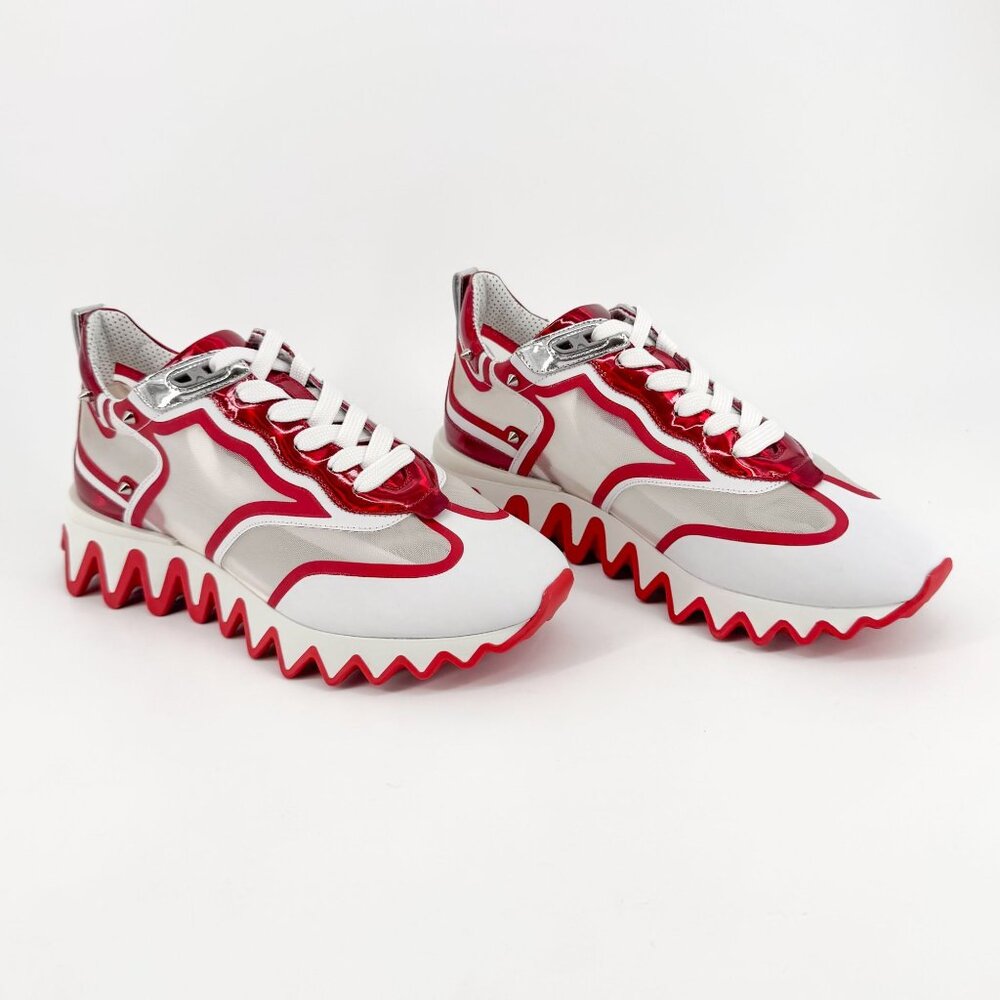 Christian Louboutin Sharkina White Red Sneakers Size 39 US 9 Women's Shark 6931